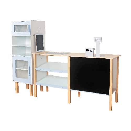 ⁦עמדת סופר עם קופה לבנה מעץ לילדים⁩ – תמונה ⁦2⁩