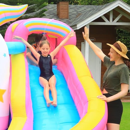 ⁦מתקן מתנפח עם מים חד קרן קשת בענן | W63103 | מתקן רטוב⁩ – תמונה ⁦5⁩