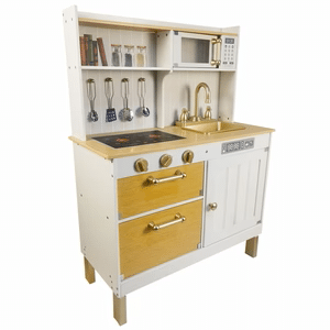 ⁦מטבח ברצלונה מעץ לילדים – אלקטרוני ומשמיע צלילים⁩ – תמונה ⁦3⁩