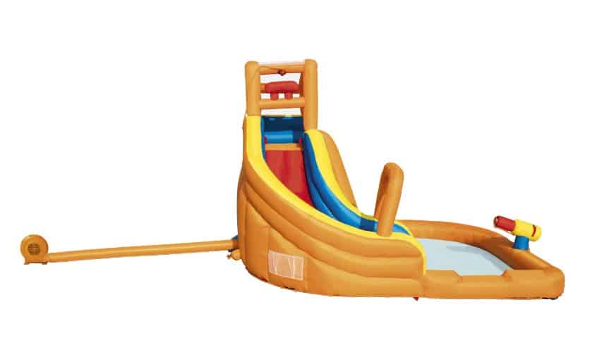 ⁦מתקן קפיצה מתנפח פארק מים + מגלשה + קיר טיפוס + שכשוכית ותותח מים⁩ – תמונה ⁦4⁩