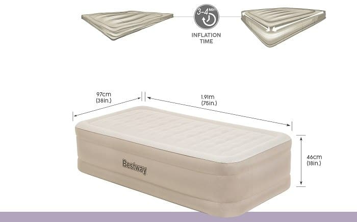 ⁦מזרן מתנפח יחיד עם משאבה מובנית | FORTECH Airbeds⁩ – תמונה ⁦3⁩