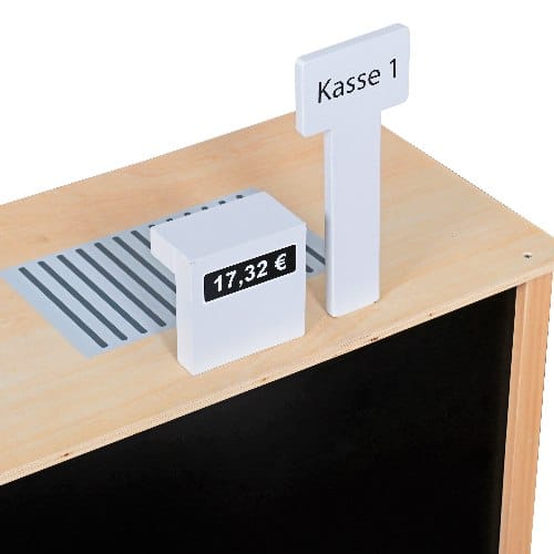 ⁦עמדת סופר עם קופה לבנה מעץ לילדים⁩ – תמונה ⁦3⁩