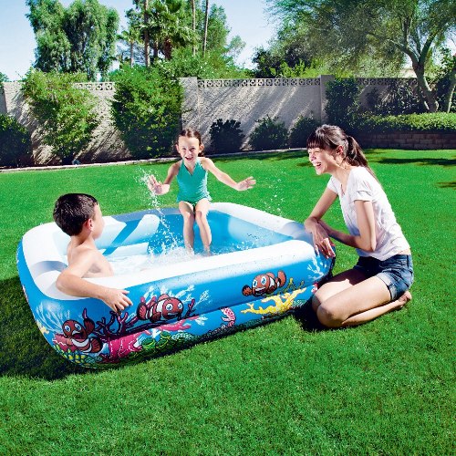 ⁦בריכה מרובעת מתנפחת בעיצוב אקווריום עם גגון⁩ – תמונה ⁦3⁩