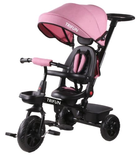 תלת אופן 3 ב-1 עם מושב דו-כיווני בצבע ורוד