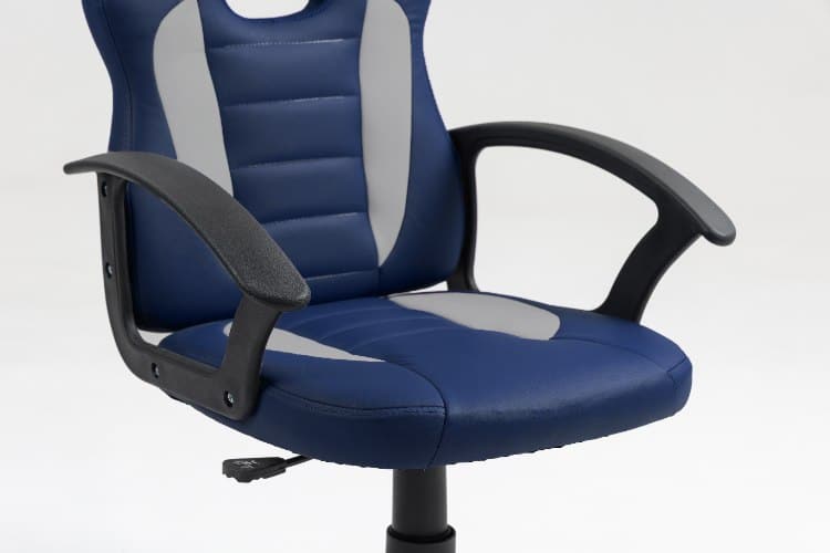 ⁦כיסא תלמיד ארגונומי לנוער עם ידיות בצבע כחול ואפור | מקט LEVEL UP | 301A-BG⁩ – תמונה ⁦2⁩