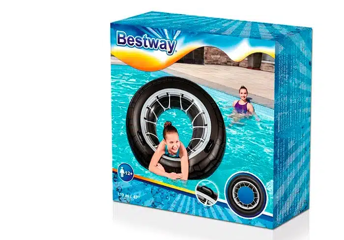 ⁦גלגל ים / אבוב יחיד מתנפח בעיצוב צמיג + ידיות| קוטר 119 סמ| דגם 36102| BESTWAY⁩ – תמונה ⁦7⁩