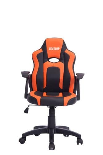 כיסא גיימינג לילדים ארגונומי עד גיל 10 עם ידיות דגם כריש בצבע שחור וכתום| מקט LEVEL UP SHARK |G5120