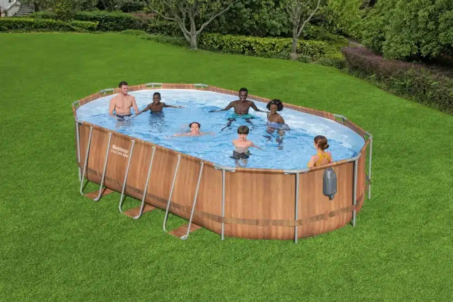 ⁦בריכה אובלית אולטרה בריקים עם מערכת עיסוי+ סולם+ משאבת פילטר 2500|366X122X610ס"מ|מקט 56719|BESTWAY|⁩ – תמונה ⁦4⁩