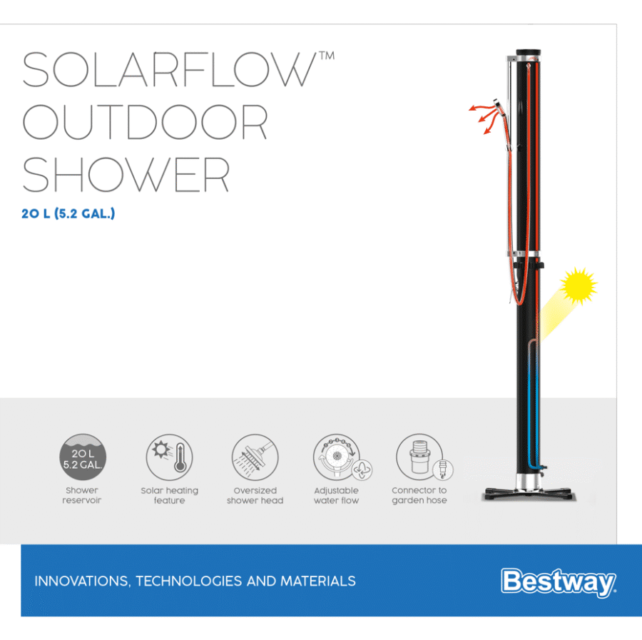 ⁦מקלחון חיצוני לחצר/גינה עם ראש מקלחון מתכוונן/נשלף 20 ליטר | מקט BESTWAY| 58695|⁩ – תמונה ⁦12⁩