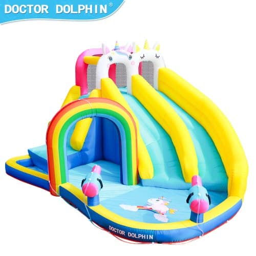 ⁦מתקן מתנפח עם מים גדול יוניקורן קשת בענן |W73041 |המקפצה הרטובה|Doctor Dolphin⁩ – תמונה ⁦4⁩