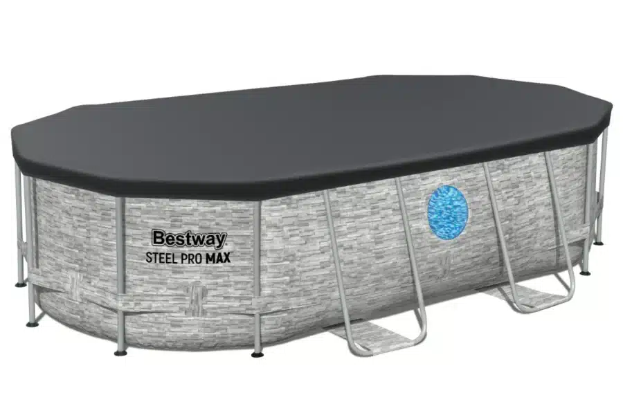 ⁦בריכה אובלית אולטרה + משאבת פילטר 530 + סולם + כיסוי + 2 חלונות דמוי בריקים⁩ – תמונה ⁦5⁩