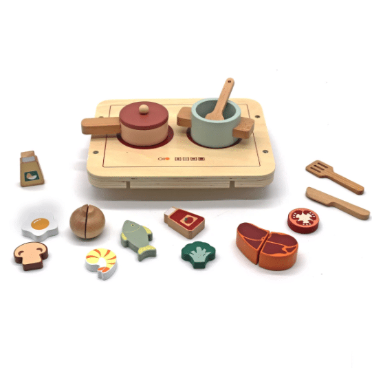 ערכת כיריים וכלי בישול מעץ לילדים | מקט W10B464