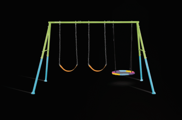 נדנדת שלושה חלקים שתי נדנדות מושב גמיש ונדנדת צלחת לחצר|343X235X200ס"מ| מקט 44133