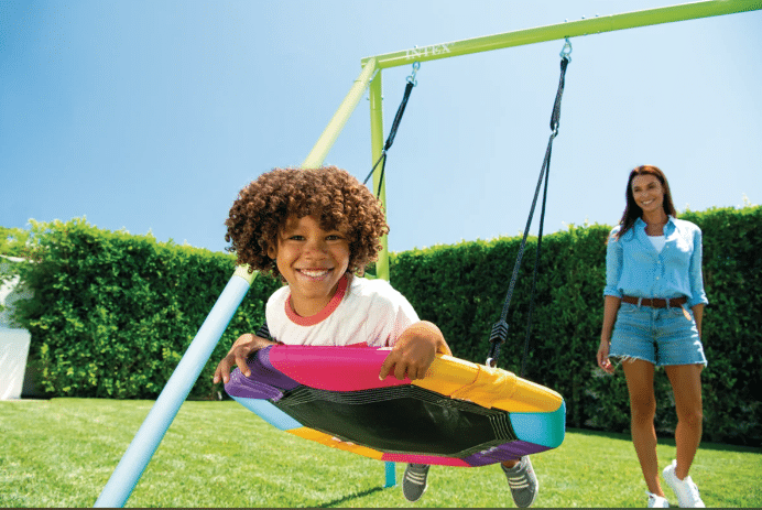 ⁦נדנדת ארבע חלקים ומגלשה לחצר לילדים |424X235X200ס"מ| מקט 44151| INTEX⁩ – תמונה ⁦2⁩