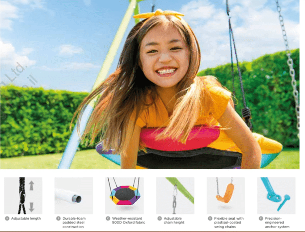 ⁦נדנדת שני חלקים נדנדת מושב גמיש ונדנדת צלחת לחצר לילדים|254X235X200 ס"מ| מקט 44125| INTEX⁩ – תמונה ⁦2⁩