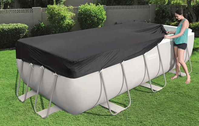 ⁦כיסוי PVC לבריכה אולטרה מלבנית מסגרת אפורה | 404X201X100 או 412*201*100 | BESTWAY ס"מ | מקט 58232⁩ – תמונה ⁦3⁩