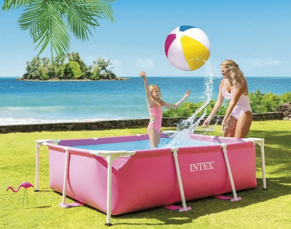 ⁦בריכת עמודים מלבנית בצבע ורוד|220X150X60 סמ| מקט 28266 | INTEX⁩ – תמונה ⁦2⁩