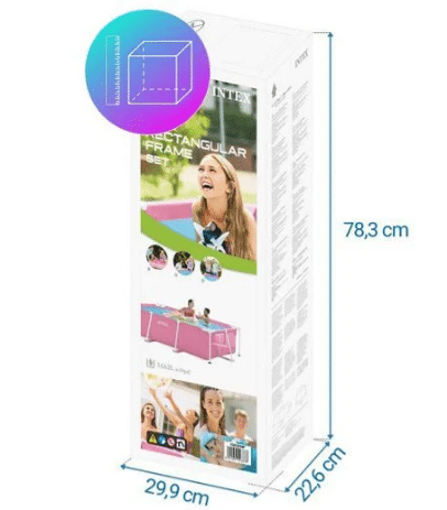 ⁦בריכת עמודים מלבנית בצבע ורוד|220X150X60 סמ| מקט 28266 | INTEX⁩ – תמונה ⁦4⁩