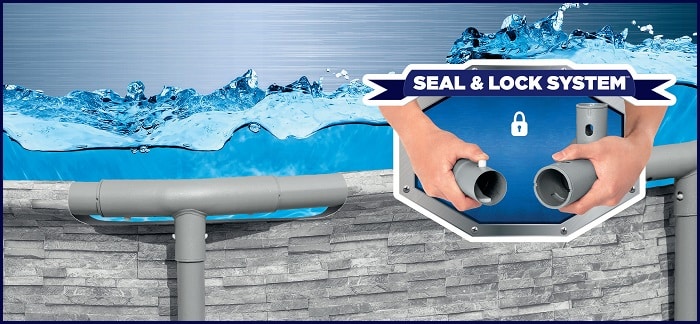 ⁦בריכה אובלית אולטרה + משאבת פילטר 530 + סולם + כיסוי + 2 חלונות דמוי בריקים⁩ – תמונה ⁦13⁩