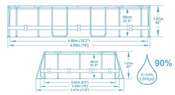 ⁦בריכה אובלית אולטרה + משאבת חול 800 גלון + חלונות + סולם + כיסוי⁩ – תמונה ⁦6⁩