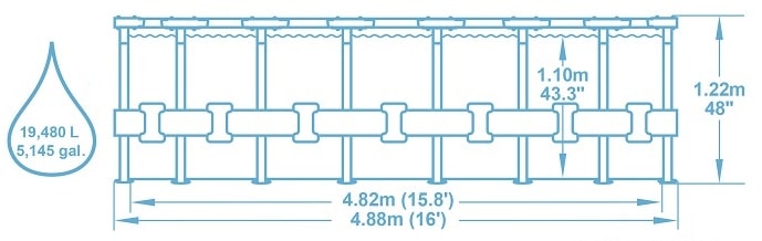 ⁦בריכה עגולה אולטרה +משאבת פילטר 1500+סולם+ כיסוי +חלונות -רטאן |488X122 ס"מ| מקט BESTWAY| 56725|⁩ – תמונה ⁦5⁩