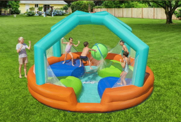 מתקן קפיצה מתנפח עם מים גדול | 53383 | פארק מים הכדור החמקמק | Bestway | משטחי קפיצה+כדור+שיכשוכית