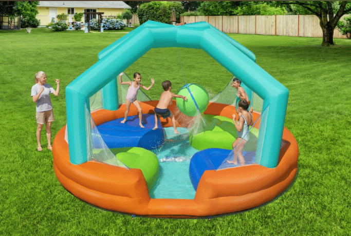 מתקן קפיצה מתנפח עם מים גדול | 53383 | פארק מים הכדור החמקמק | Bestway | משטחי קפיצה+כדור+שיכשוכית