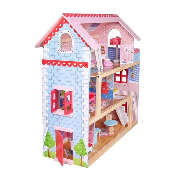 ⁦בית בובות מעץ ורוד לילדה | דגם נויה | W06A100⁩ – תמונה ⁦6⁩