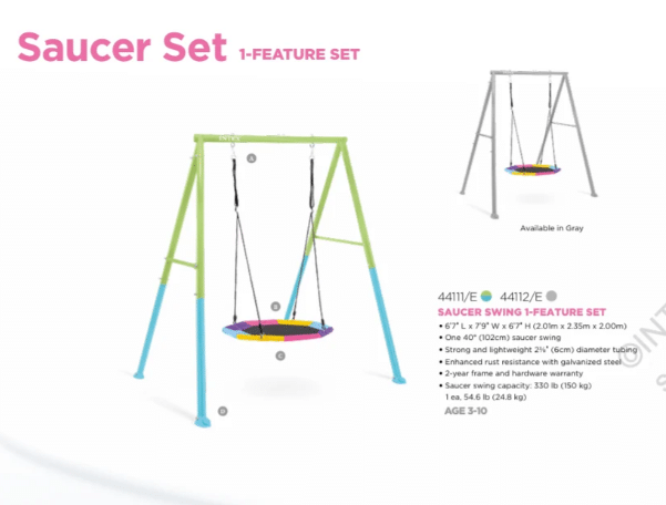 ⁦נדנדת מושב צלחת צבעונית לחצר לילדים| 201X235X200 ס"מ| מקט 44111| INTEX⁩ – תמונה ⁦4⁩
