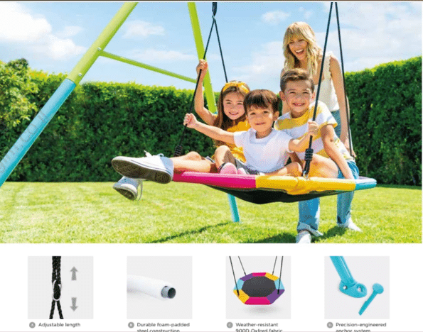 ⁦נדנדת מושב צלחת צבעונית לחצר לילדים| 201X235X200 ס"מ| מקט 44111| INTEX⁩ – תמונה ⁦5⁩