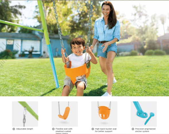 ⁦נדנדה לחצר לילד יחיד עם מושב גמיש לילד ולתינוק להחלפה | 2.35X2X1.70 מטר| מקט 44113 INTEX⁩ – תמונה ⁦5⁩