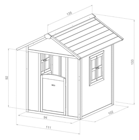 ⁦בית עץ לילדים בסגנון כפרי (133X102X94 סמ) מקט 2005⁩ – תמונה ⁦2⁩
