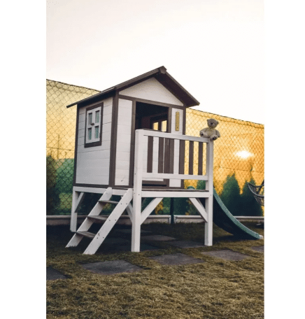 ⁦בית עץ לילדים בסגנון כפרי כולל מגלש ומרפסת (188X139X101 סמ) מק"ט 2005XL⁩ – תמונה ⁦10⁩
