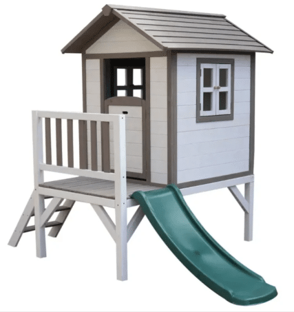 ⁦בית עץ לילדים בסגנון כפרי כולל מגלש ומרפסת (188X139X101 סמ) מק"ט 2005XL⁩ – תמונה ⁦2⁩