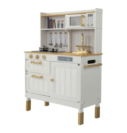 ⁦מטבח פראג מעץ לילדים לבן אלקטרוני משמיע צלילים Prague⁩ – תמונה ⁦2⁩