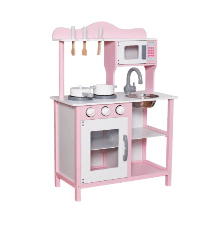 ⁦מטבח שני ורוד מעץ לילדים W10C404I⁩ – תמונה ⁦3⁩